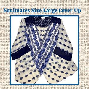 Soulmates Cover Up  Size Large Navy Blue Gauzy Oversized  Kimono Bohemian‎ Chic